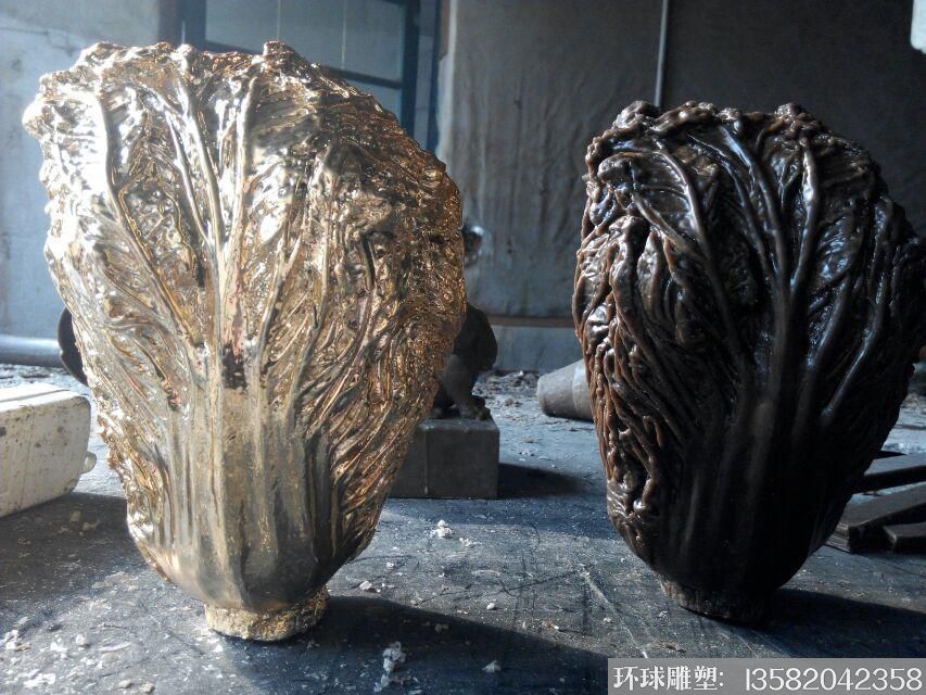 黄铜白菜雕塑 工艺品白菜雕塑 办公桌白菜摆件
