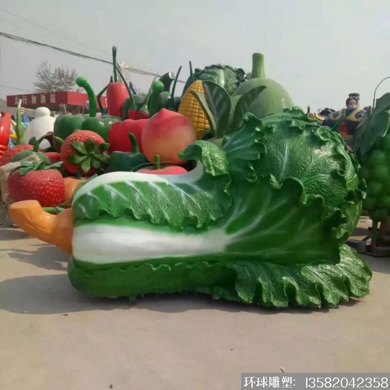 2米长躺着的大白菜雕塑 加工定制各种尺寸白菜雕塑